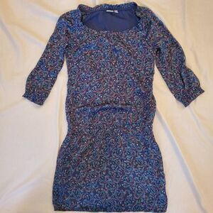 Vintage Esprit Blue Geometric Print Cinch Waist Dress - Size 0